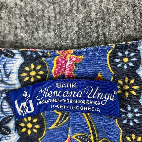 Mencana Ungu Batik Dress Women's Medium Multicolor Boho Short Sleeve Ethnic - Picture 4 of 9